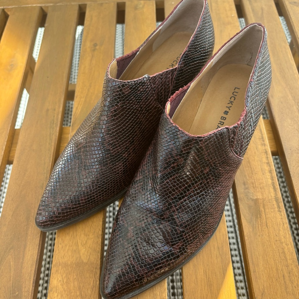 Lucky Brand LP Tabea 9 1/2 Women Leather Brown Booties